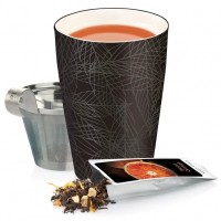 Cana pentru ceai din ceramica cu pereti dubli si infuzor din inox Kati Noir