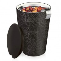 Cana pentru ceai din ceramica cu pereti dubli si infuzor din inox Kati Noir